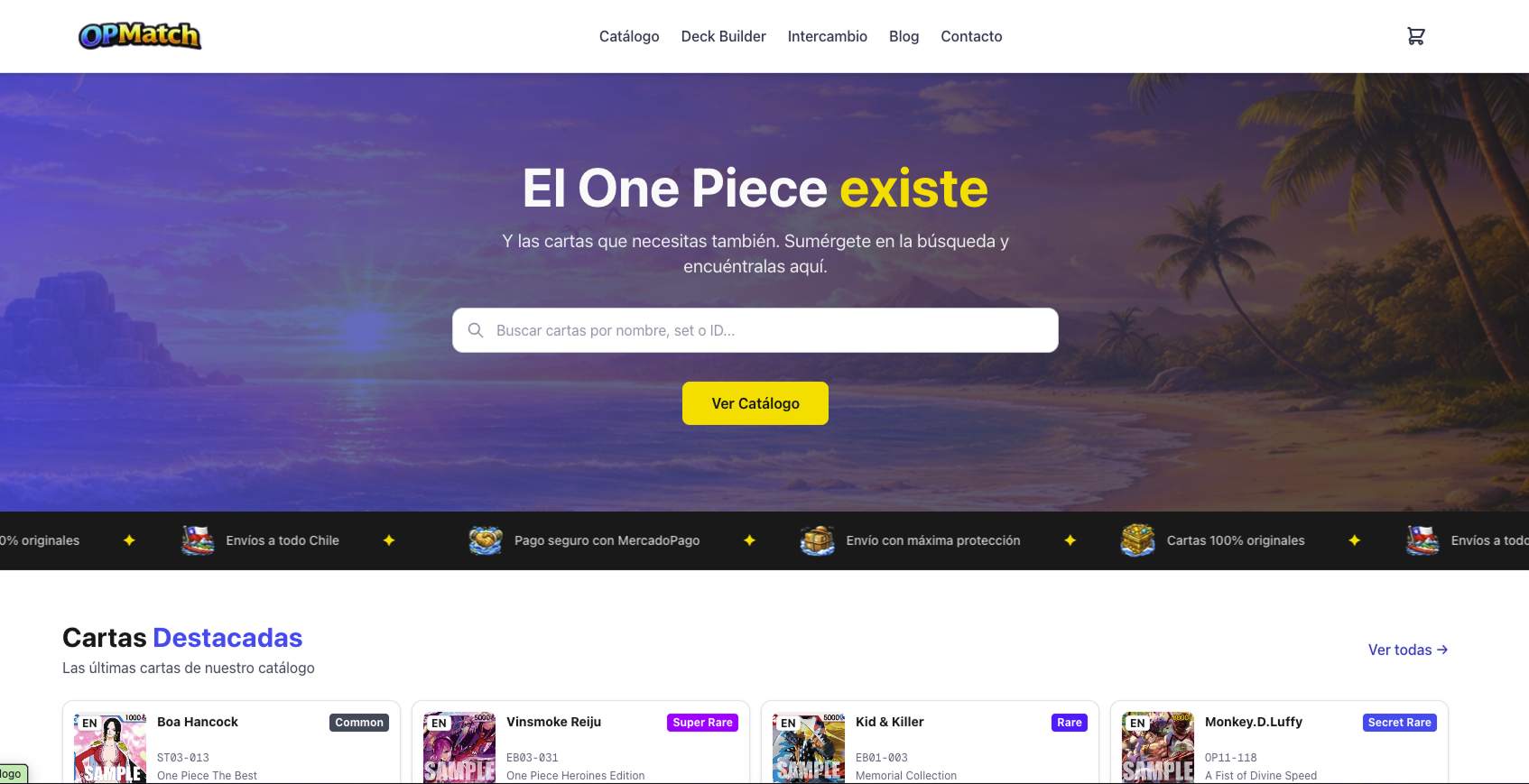 Bienvenido a OPMatch: el hogar del One Piece Card Game en Chile